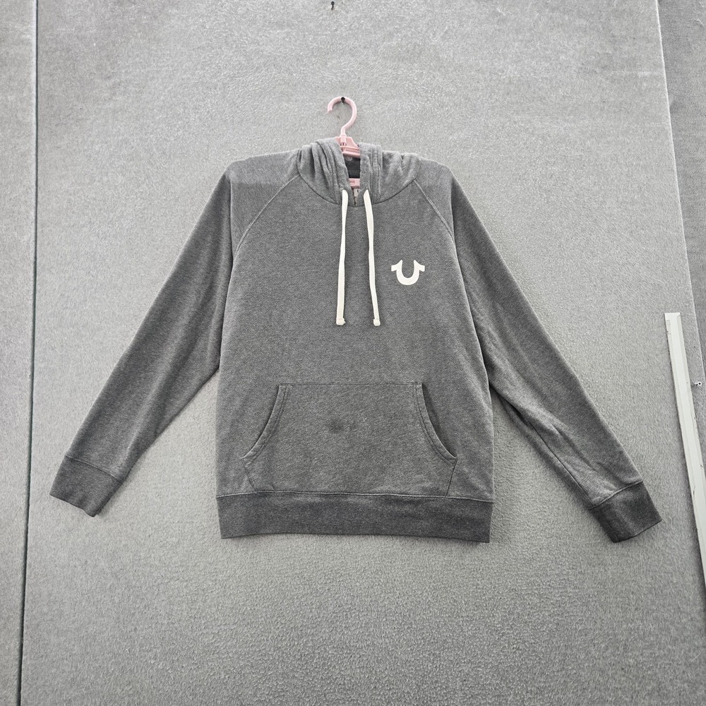 True Religion Women Hoodie XL Gray Activewear Logo Long Sleeve READ